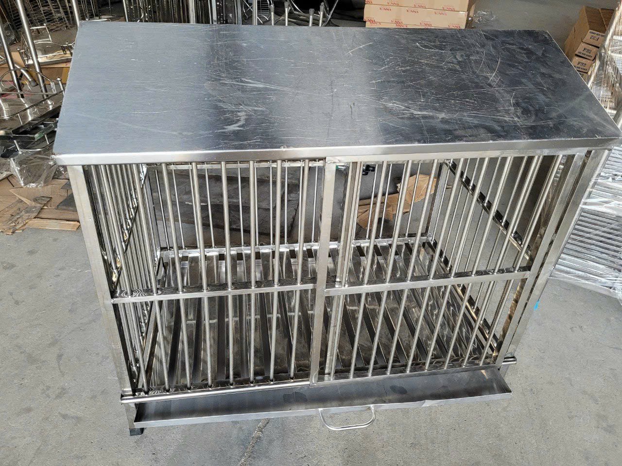 Chuồng chó inox mái bằng