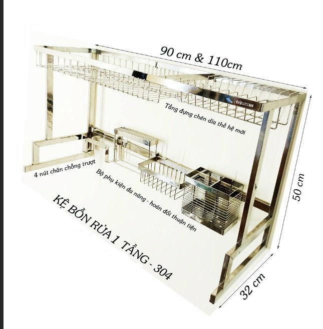 Kệ úp chén 1 tầng trên bồn rửa 