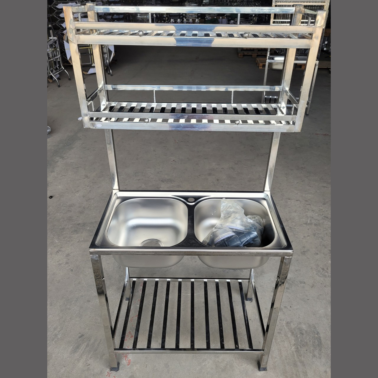 Kệ chậu rửa inox cho quán ăn