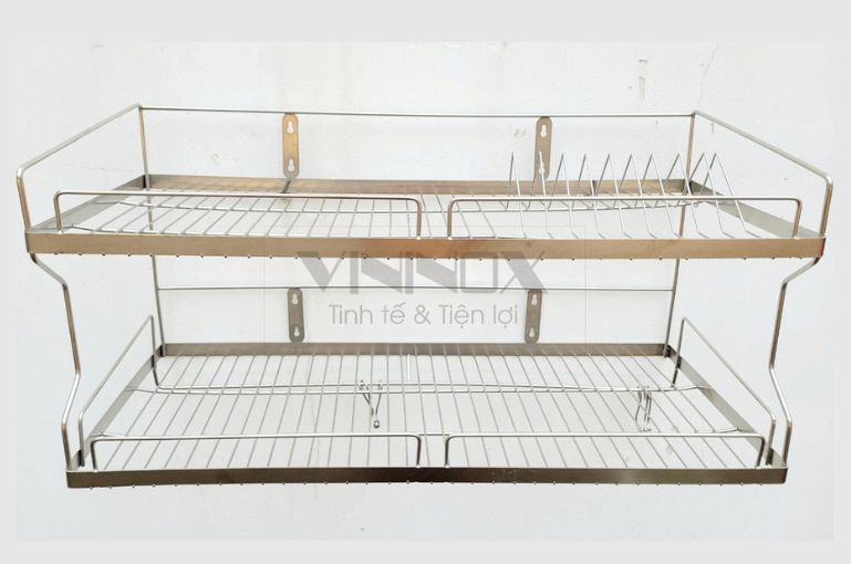 Kệ treo tường inox 2 tầng có sóng đĩa