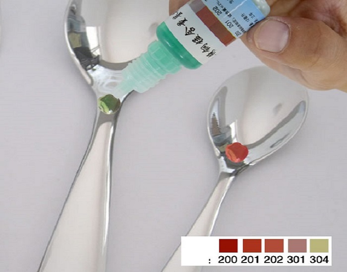 Phân biệt inox 304 bằng axit